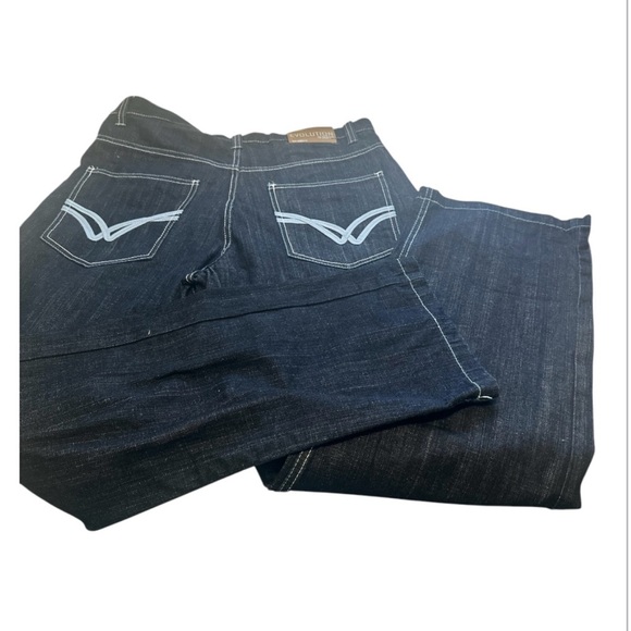 Blue Bootcut Jeans with Decorative Stitching - Picture 1 of 9